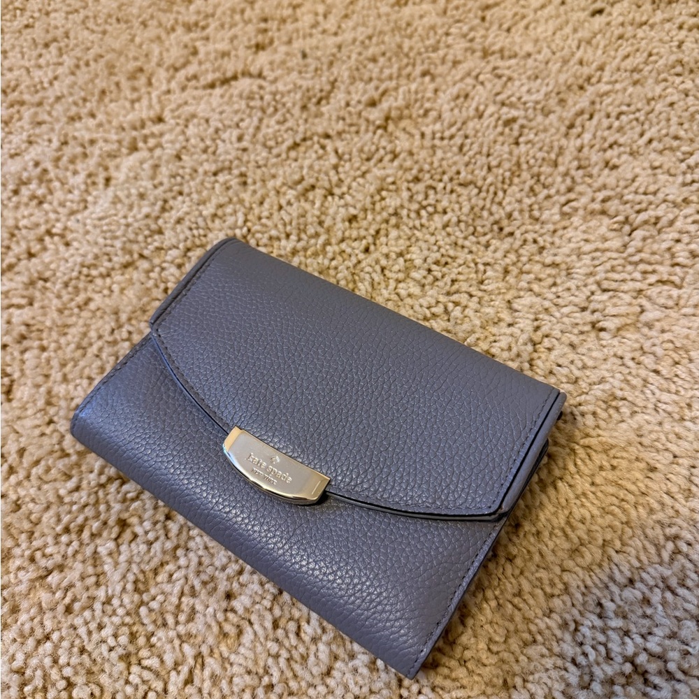 kate spade gray pebbled leather wallet